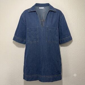 Women's Denim Dress 2X Plus Summer Boho Festival Short Mini Cotton Stretch